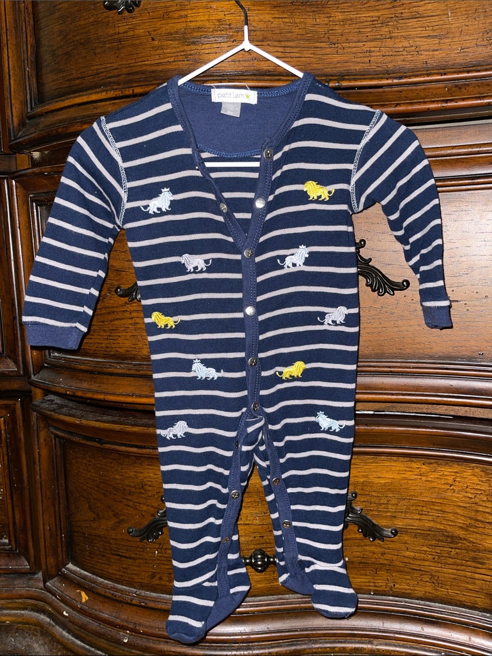 Petit Lem Footie with Lion Motifs